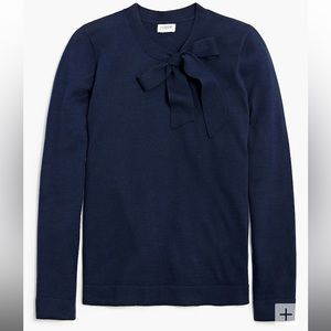 J. Crew Navy Tie-neck Bow Sweater